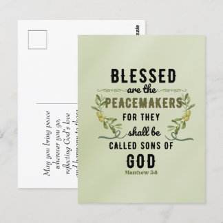 Retro Matthew 5:9 Olive Branch Watercolor Postkarte