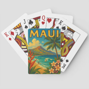 Retro Maui Hawaii Surfer Paradise Spielkarten