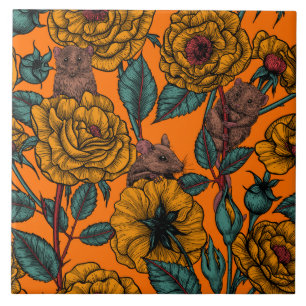 Retro-Mäuse-Party Fliese