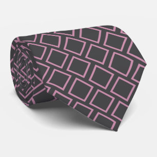 Retro Mauve Pink Squares on Dark Gray Neck Tie Krawatte