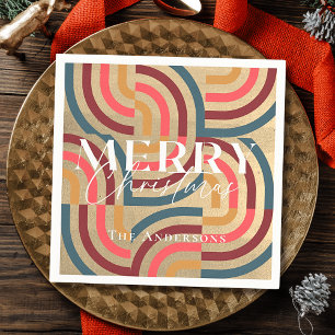 Retro Maximalist Geometric Gold Weihnachten Serviette