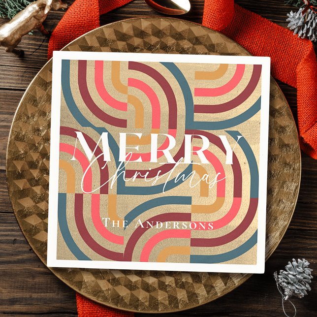 Retro Maximalist Geometric Gold Weihnachten Serviette (Von Creator hochgeladen)