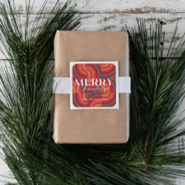 Retro Maximalist Geometric Red Christmas Quadratischer Aufkleber