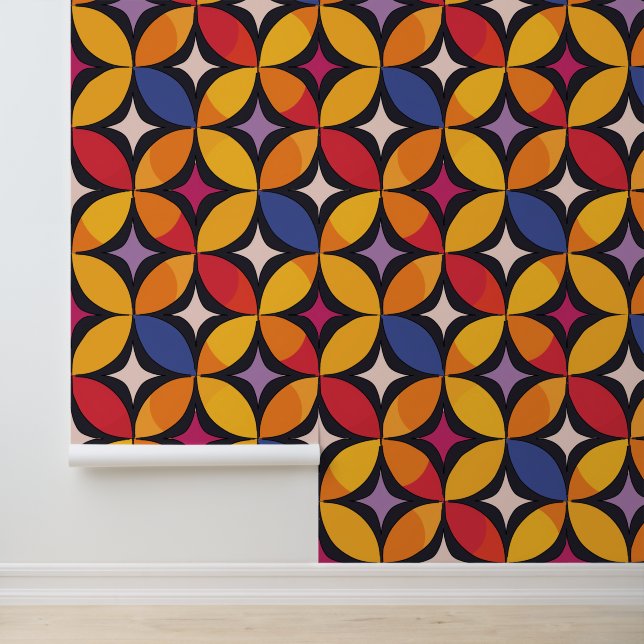 Retro Maximalist Star Pattern Tapete (Anwendung)