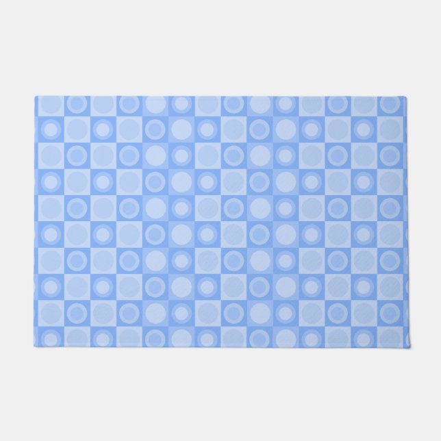 Retro MCM geometrisches Muster Baby Blue Fußmatte (Vorderseite)