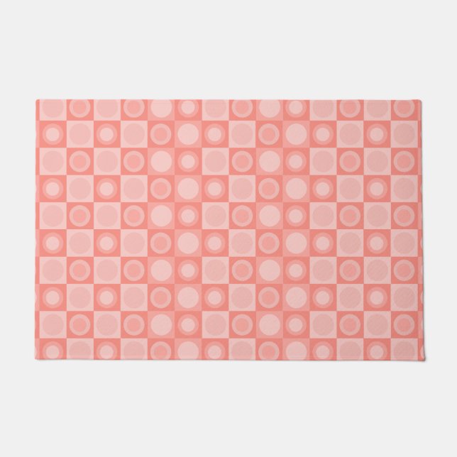 Retro MCM Geometrisches Muster Lachs rosa Fußmatte (Vorderseite)