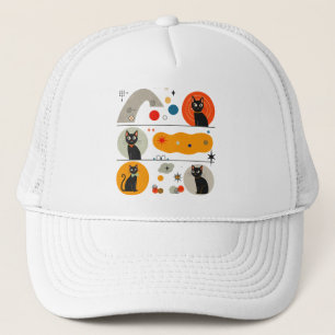 Retro MCM Schwarze Katze: Kosmische abstrakte Graf Truckerkappe