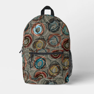 Retro MCM unförmige Kreise Erdtöne Bedruckter Rucksack