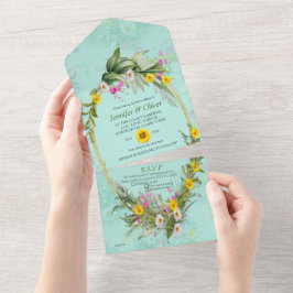 Retro Meadow Classic-Blume All In One Einladung