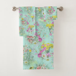 Retro Meadow Classic-Blume Badhandtuch Set