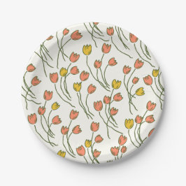 Retro Meadow Sketchy Floral Party - Fresh Meadow Pappteller