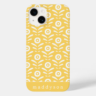 Retro Meadow Yellow Floral Pattern Personalisiert Case-Mate iPhone 14 Hülle