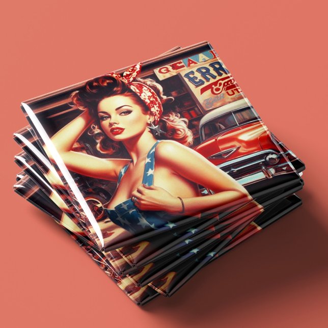 Retro Mechanic Girl Magnet (Von Creator hochgeladen)