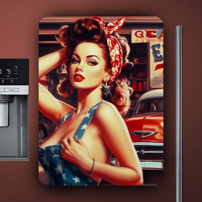 Retro Mechanic Girl Magnet (Von Creator hochgeladen)