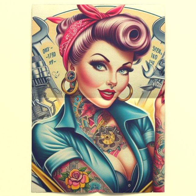 Retro Mechanic Girl Seidenpapier (Von Creator hochgeladen)