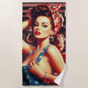 Retro Mechanic Girl Strandtuch