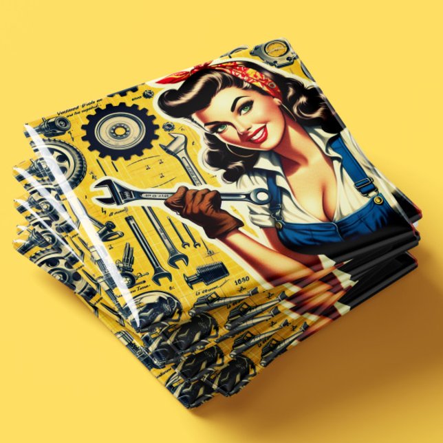 Retro-Mechaniker-Pin-up Magnet (Von Creator hochgeladen)