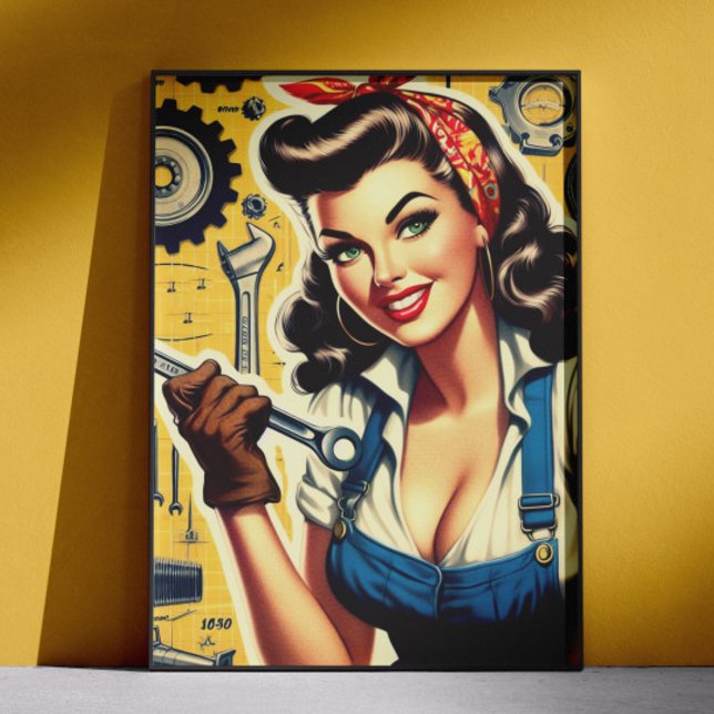Retro-Mechaniker-Pin-up Poster (Von Creator hochgeladen)