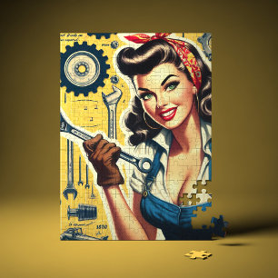 Retro-Mechaniker-Pin-up Puzzle