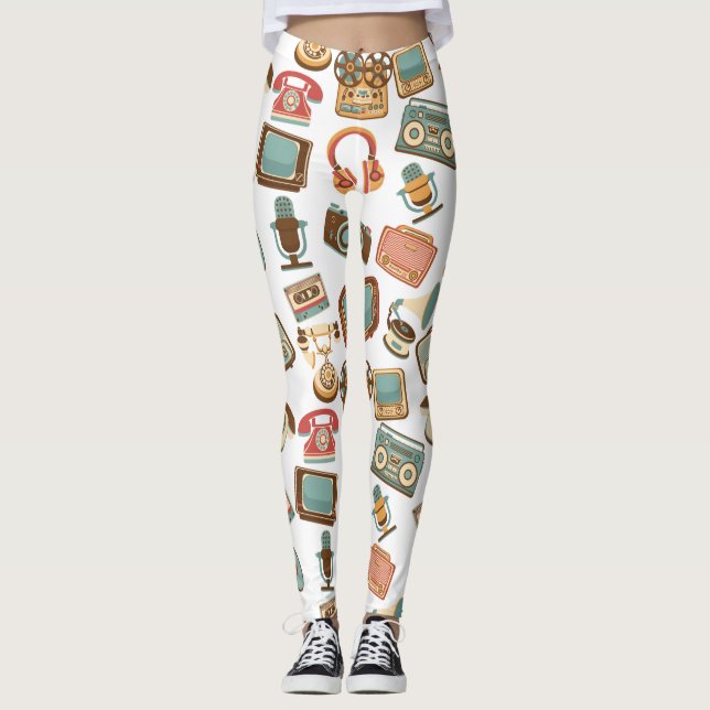 Retro Media Pattern Leggings (Vorderseite)