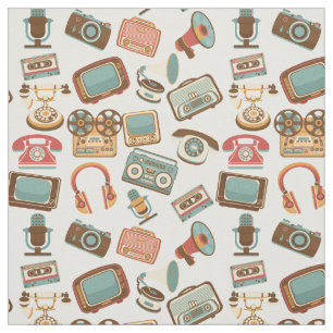 Retro Media Patterngewebe Stoff
