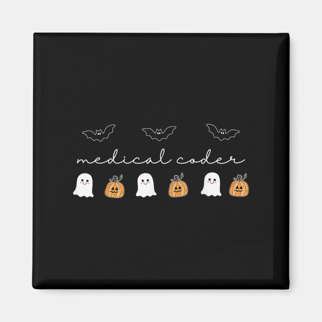 Retro Medical Coder Pumpkin Ghost Worker Halloween Magnet (Vorne)