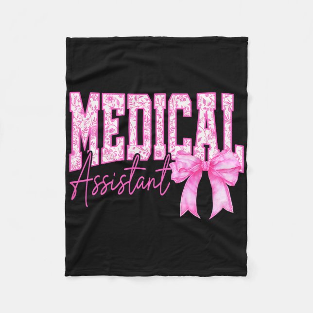 Retro Medical Istant Floral Pink Coquette Bow Moth Fleecedecke (Vorderseite)