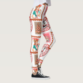 Retro-Medizin-Weihnachtsstempel-Set-Kunst Leggings
