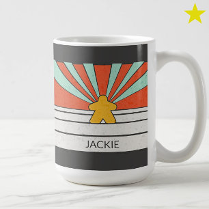 Retro Meeple Streifen Sonnenstrahlen Benutzername Kaffeetasse