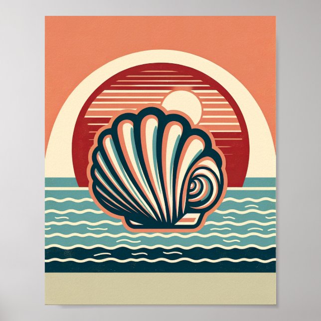 Retro-Meeresschalen-Kunstposter Poster (Vorne)