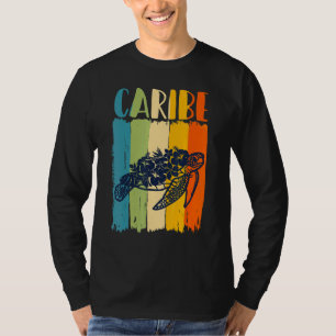 Retro Meeresschildkröte Caribe Thema Freunde Famil T-Shirt