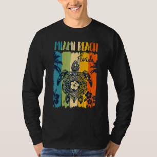 Retro Meeresschildkröte Miami Beach Florida Famili T-Shirt