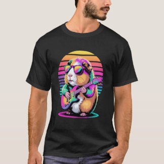 Retro Meerschweinchen Gitarrist Gitarre T-Shirt