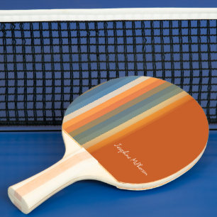 Retro-Mehrfarben-Pastellstreifen personalisieren-N Tischtennis Schläger