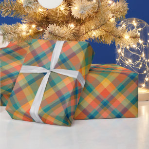Retro-Mehrfarbiges-gemütliches-Karomuster-Weihnach Geschenkpapier