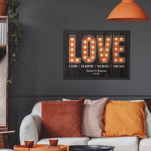 Retro Meilenstein 3. Jubiläum Personalisierte Lieb Poster