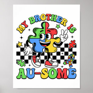 Retro mein Bruder ist Phantastisch Autismus-Bewuss Poster