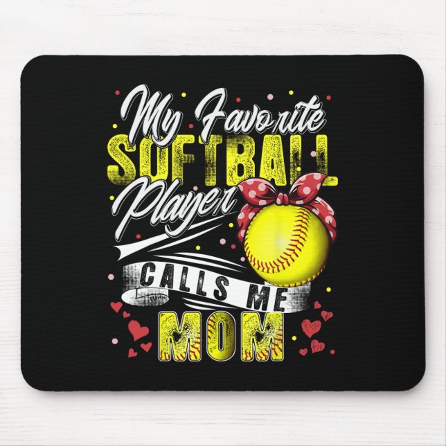 Retro Mein Lieblings-Softball-Player nennt mich Ma Mousepad (Vorne)