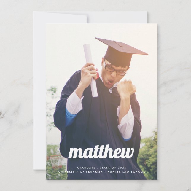 RETRO MEIN NAMEN IST University Two Foto Law GRAD Ankündigung (Vorderseite)