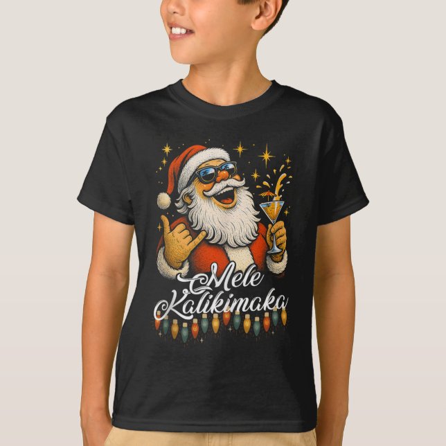 Retro Mele Kalikimaka Hawaiian Christmas Tail, Par T-Shirt (Vorderseite)