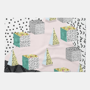 Retro Memphis: 80er-90s Hipster Pattern. Geschirrtuch