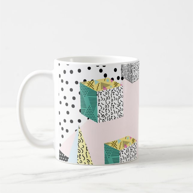 Retro Memphis: 80er-90s Hipster Pattern. Kaffeetasse (Links)