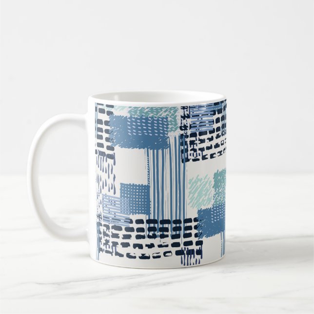 Retro Memphis Doodle Nahtloses Muster Kaffeetasse (Links)