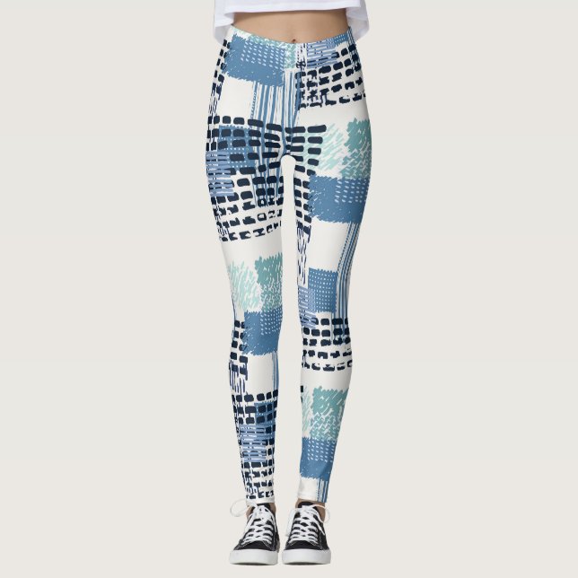Retro Memphis Doodle Nahtloses Muster Leggings (Vorderseite)