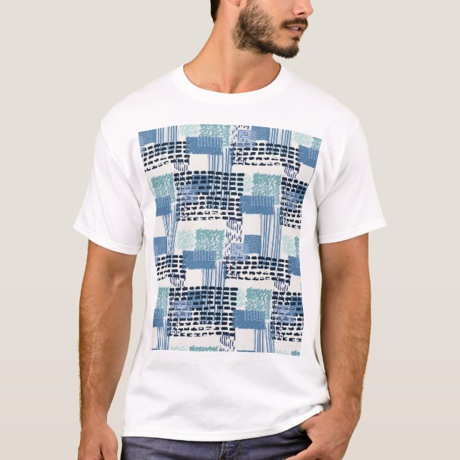 Retro Memphis Doodle Nahtloses Muster T-Shirt (Vorderseite)