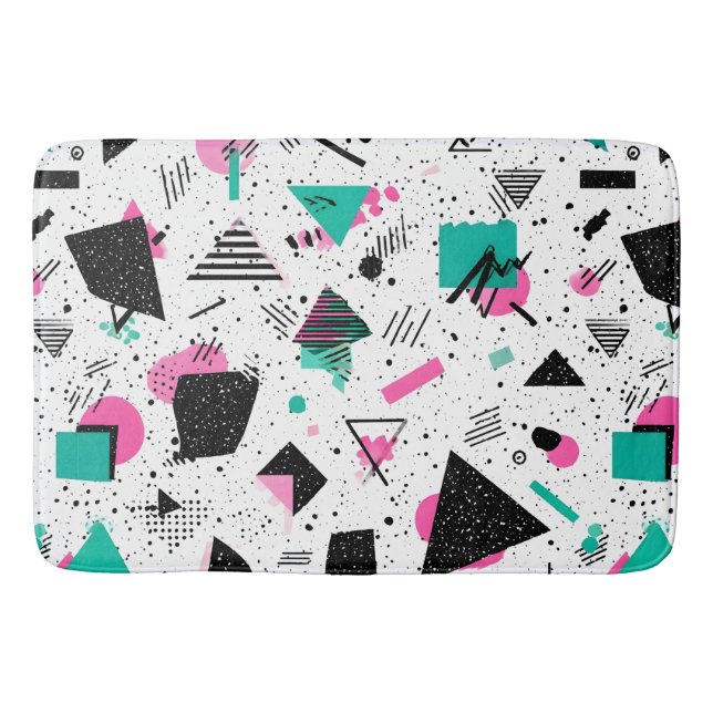 Retro Memphis Geometric Pattern Badematte (Vorderseite)