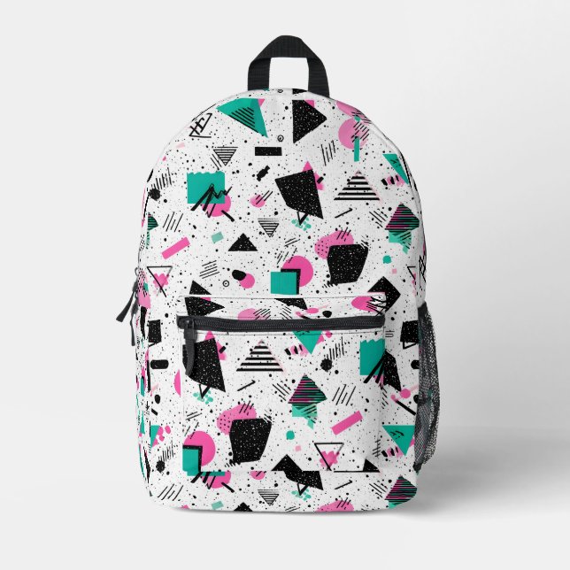Retro Memphis Geometric Pattern Bedruckter Rucksack (Vorderseite)