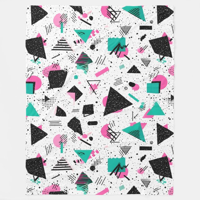 Retro Memphis Geometric Pattern Fleecedecke (Vorderseite)