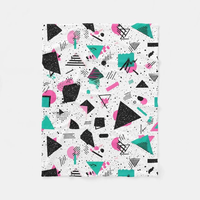 Retro Memphis Geometric Pattern Fleecedecke (Vorderseite)