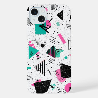 Retro Memphis Geometric Pattern iPhone 15 Plus Hülle